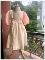 Load image into Gallery viewer, Tiny dot Pinafore Set- Ivory &amp; Pink
