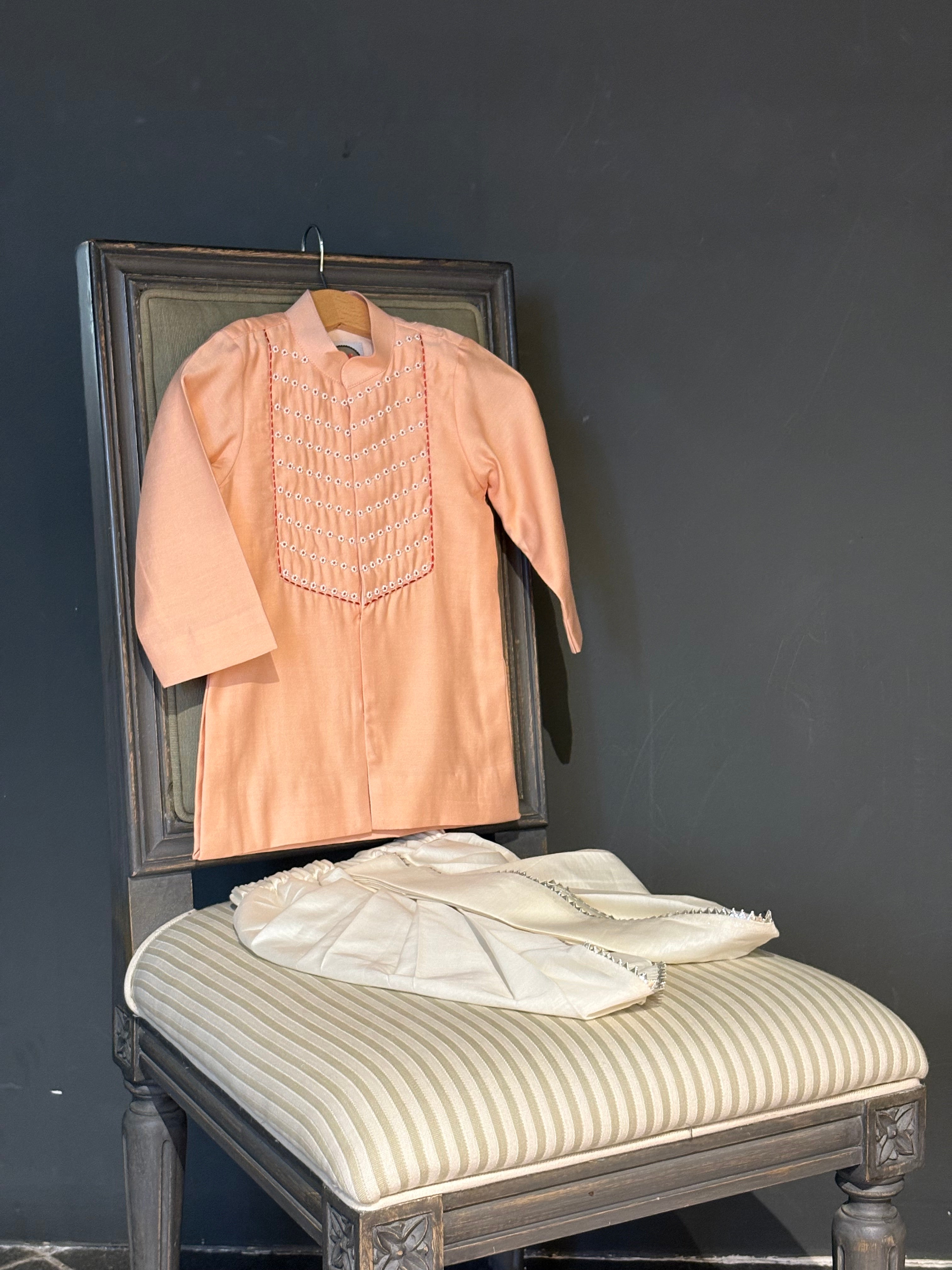 Moti wala kurta set- peach