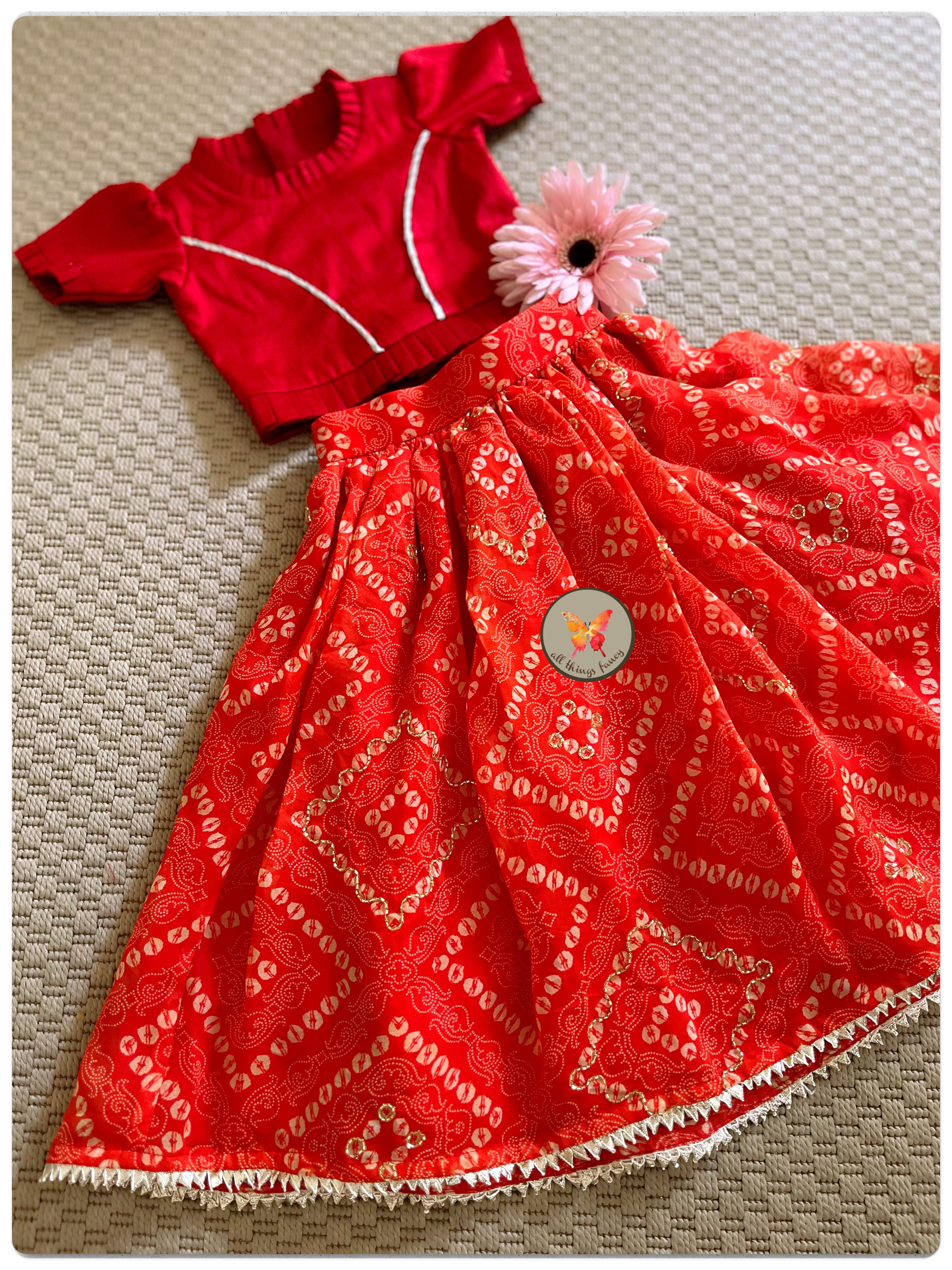 Bandhani Lehenga- Laal