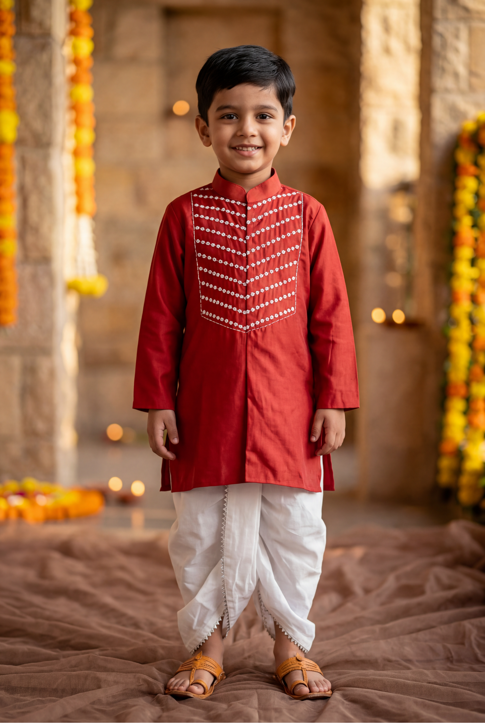 Moti wala kurta set- Laal