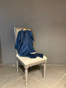 Sheeshe wala kurta set- Neela