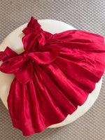 Load image into Gallery viewer, Honeycomb Bunny Tie Rosette Dress- Red
