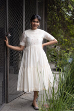 Load image into Gallery viewer, Honeycomb Tiered Dress- Pure Vanilla
