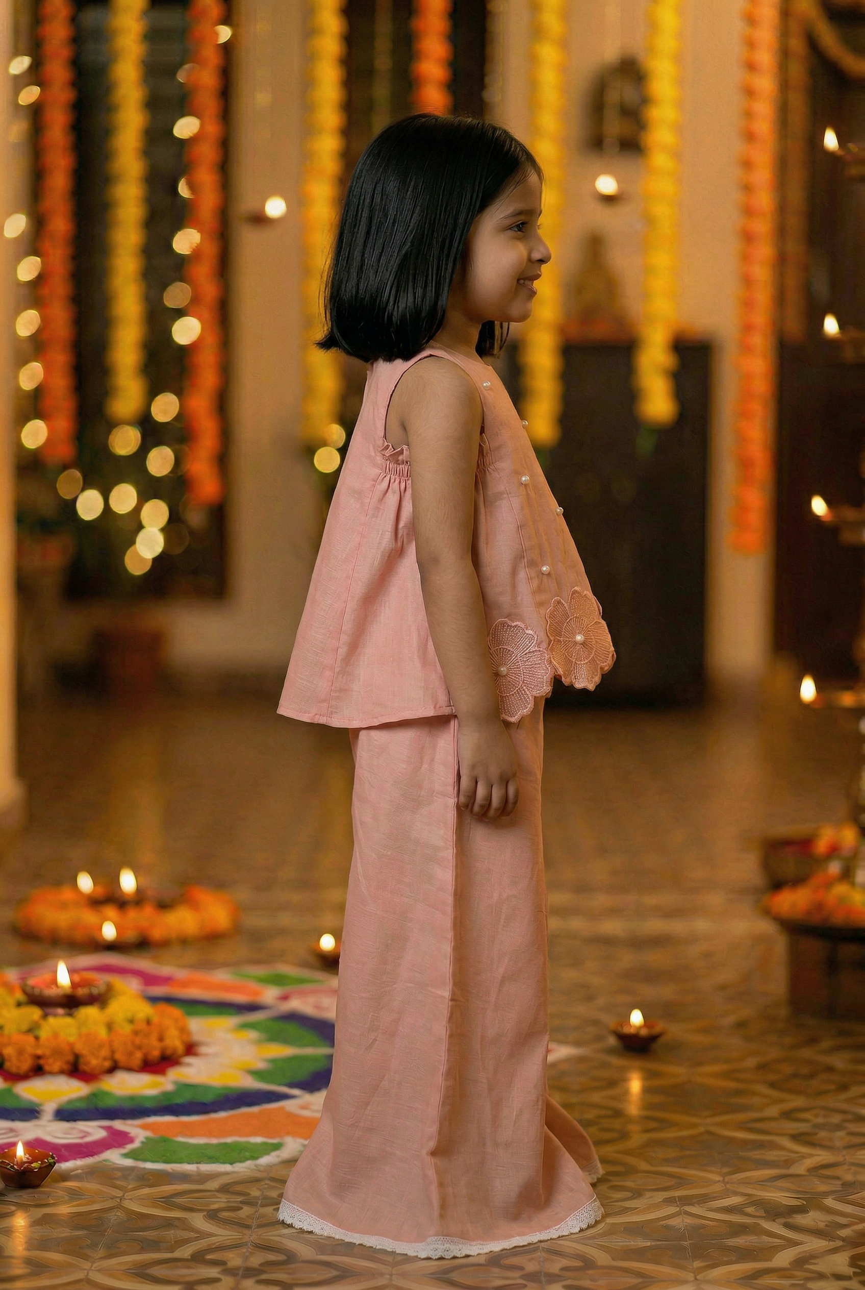 The Phool Sharara Set - Peach