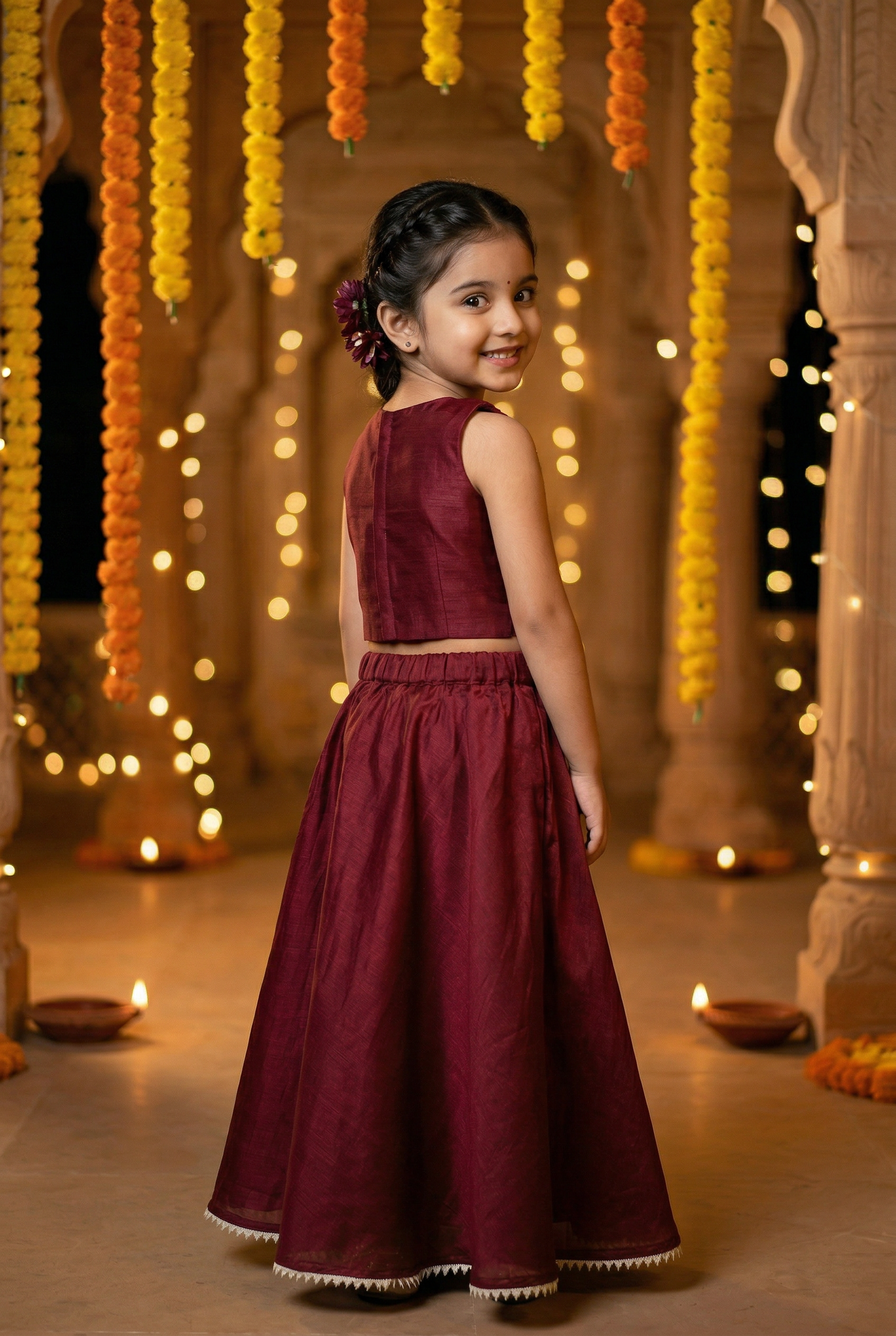 Sheeshewala Lehenga Set- Maroon