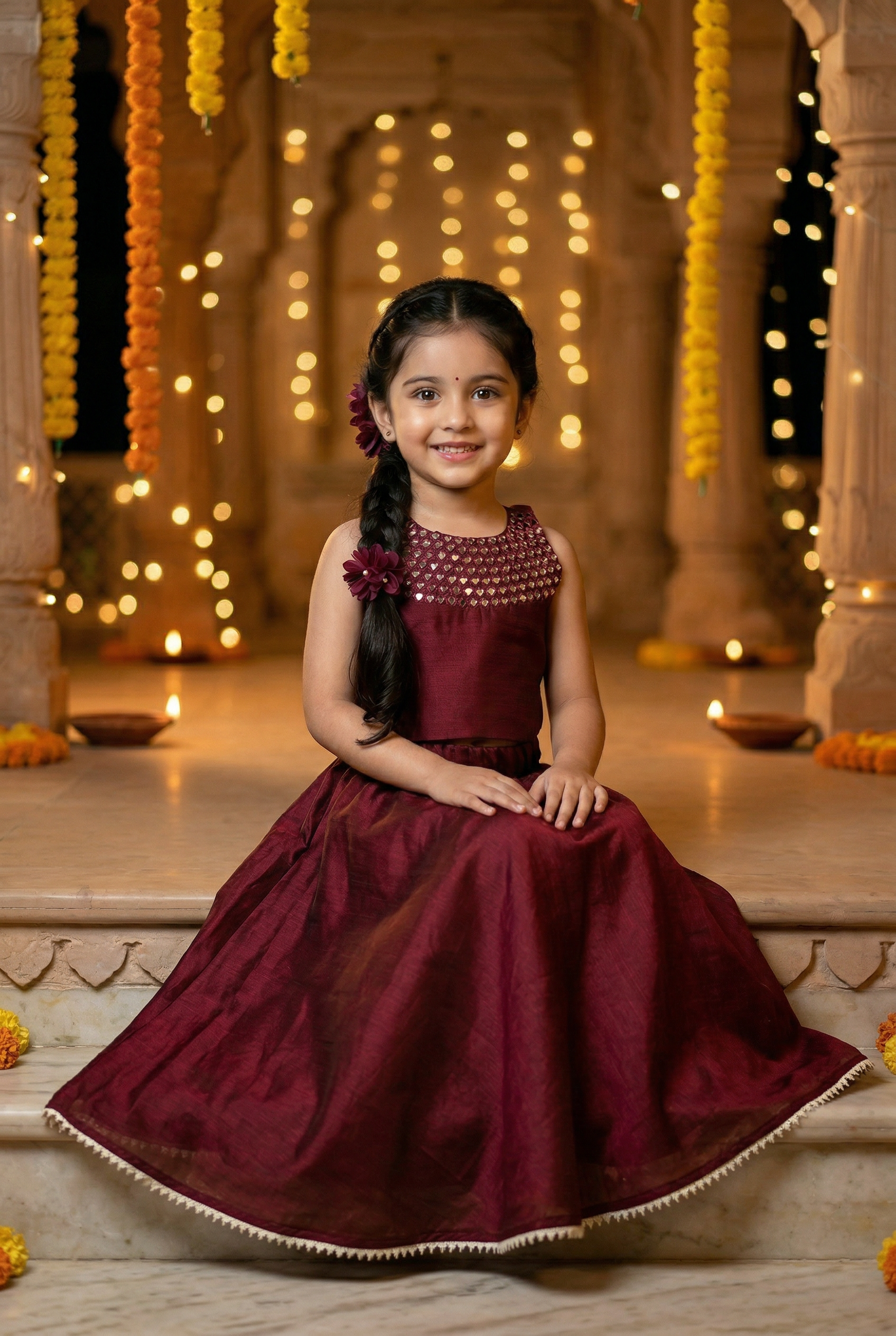 Sheeshewala Lehenga Set- Maroon