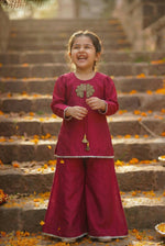 Load image into Gallery viewer, Sunehera Phool Sharara Set- Ruby Red
