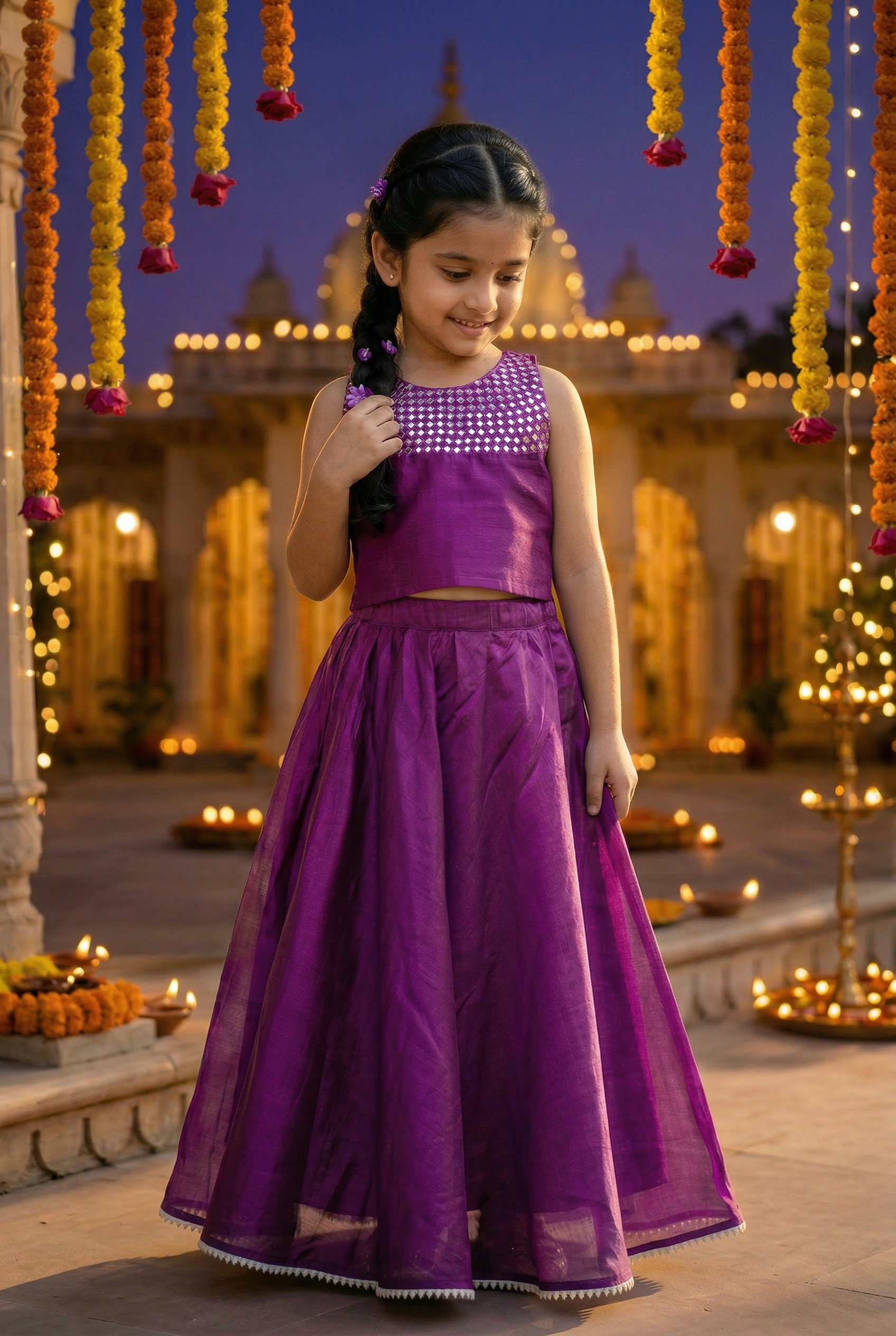 Sheeshewala Lehenga Set- Baingani