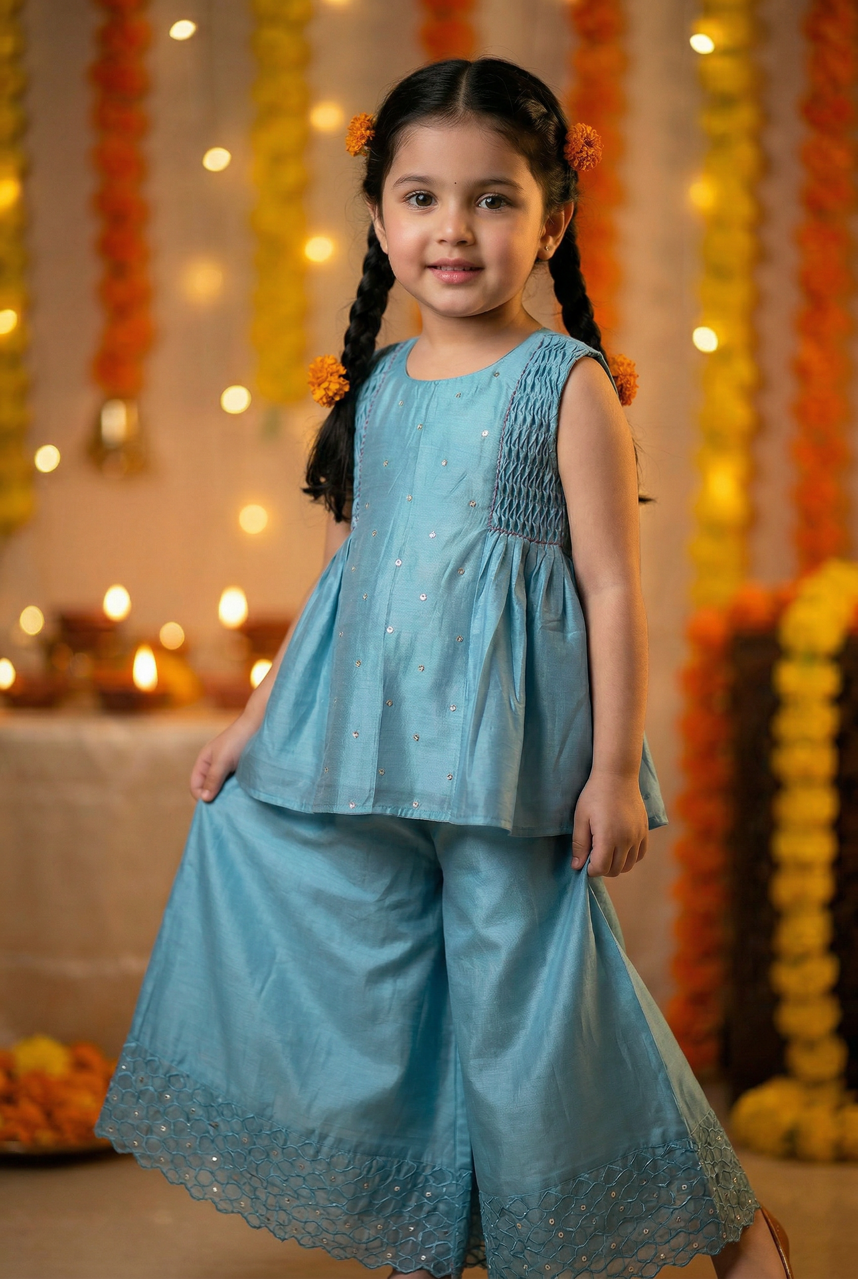 Geometric Sharara- Blue