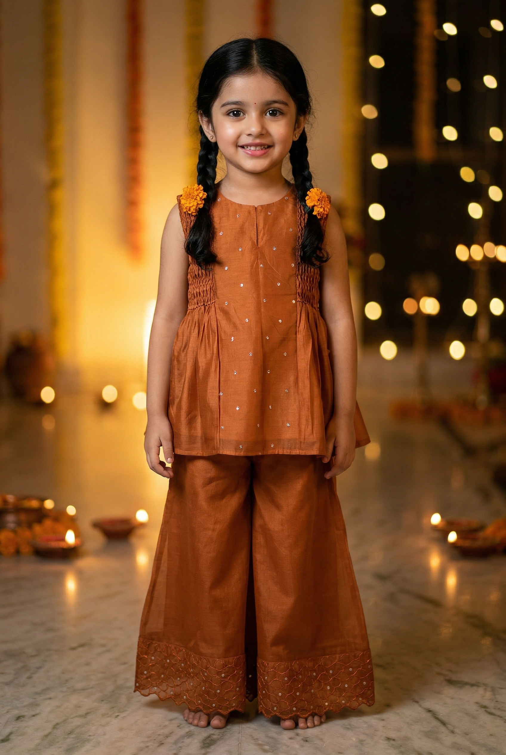 Geometric Sharara Set- Rust