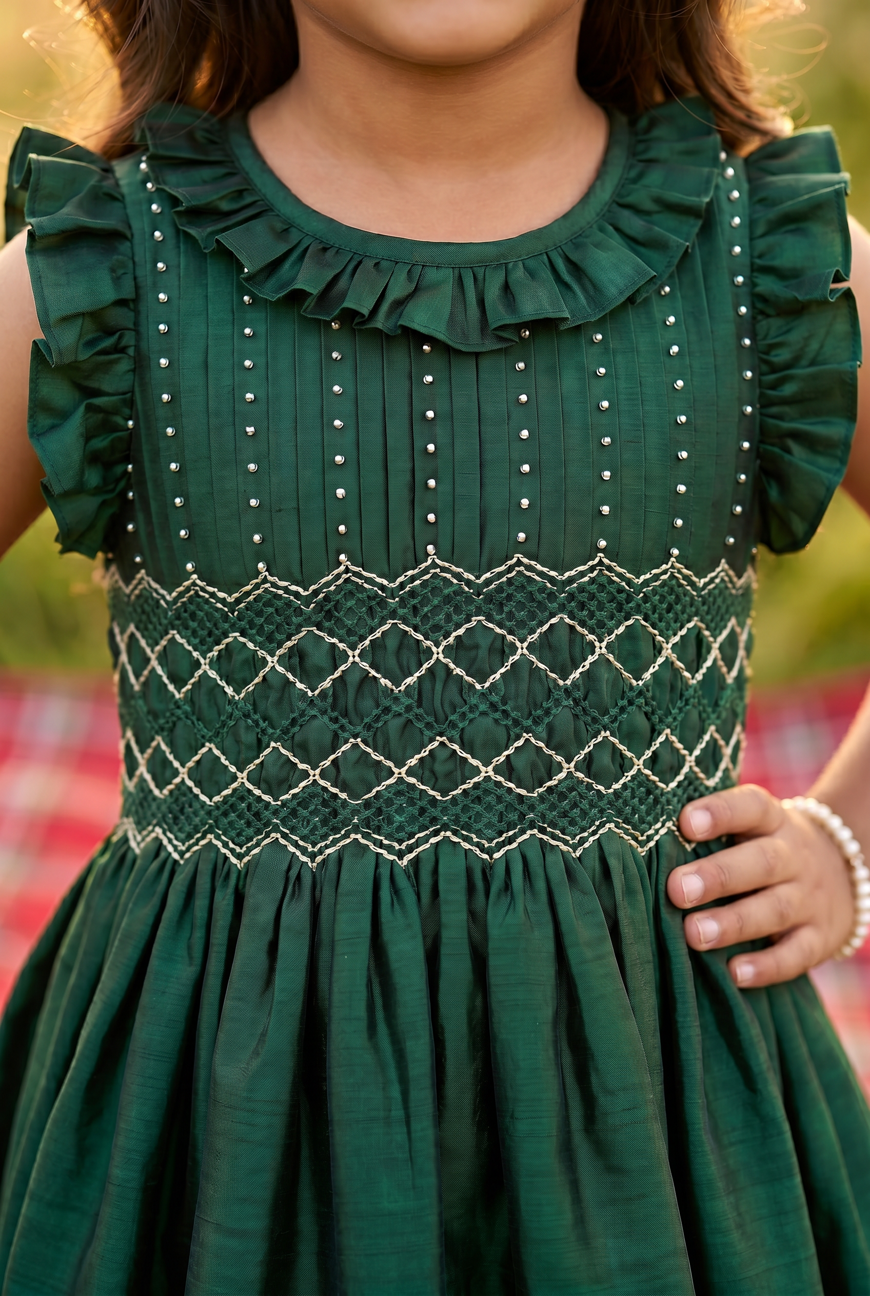 Emerald Handsmocked Dress
