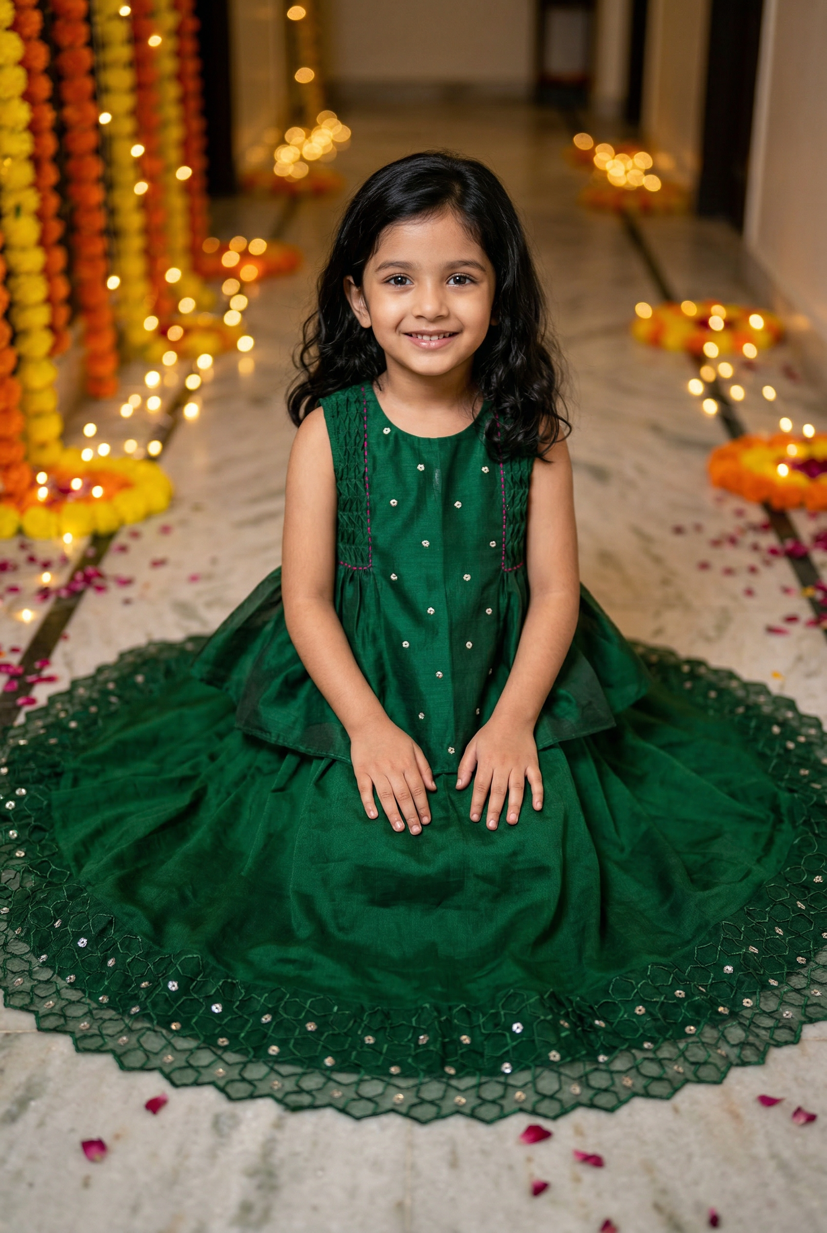 Geometric Embriodery Lehenga set-Panna