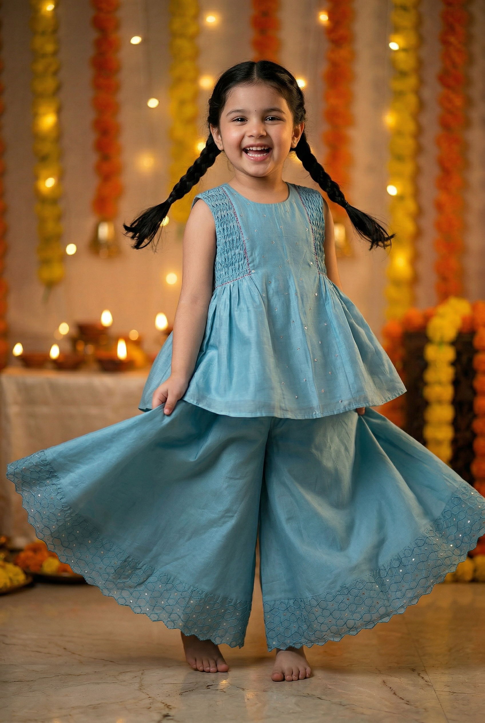 Geometric Sharara- Blue