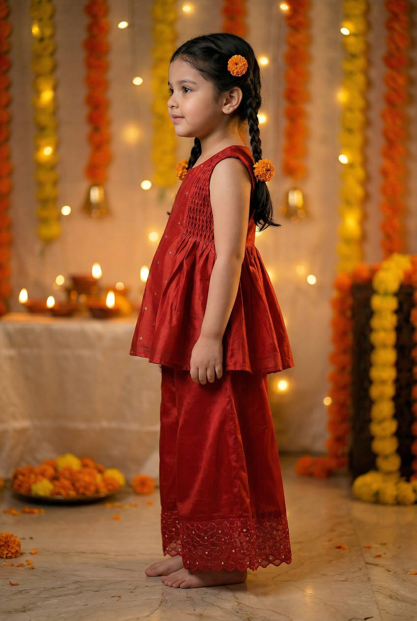 Geometric Sharara- Brick Red