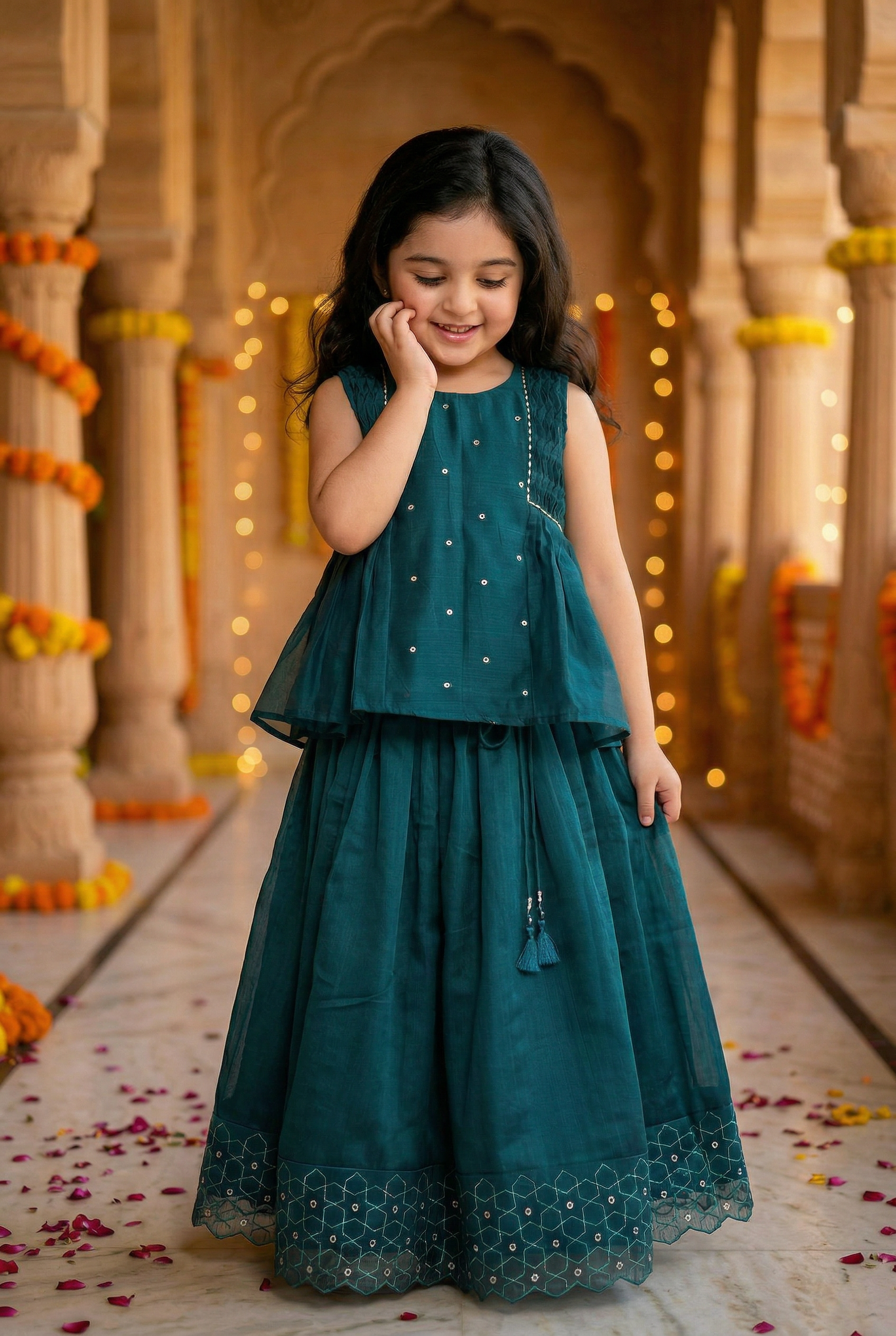 Geometric embriodery Lehenga set- Neelam