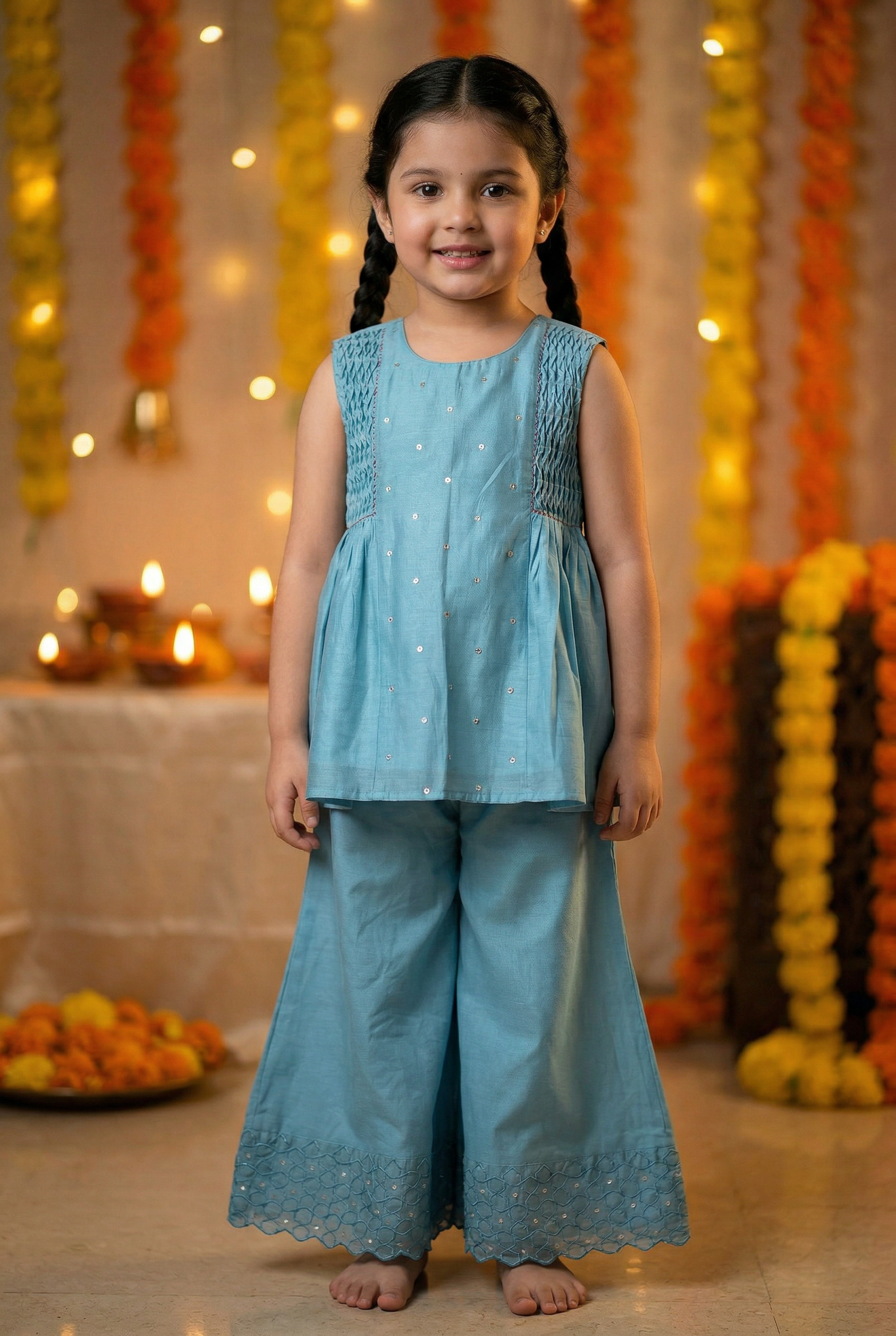 Geometric Sharara- Blue