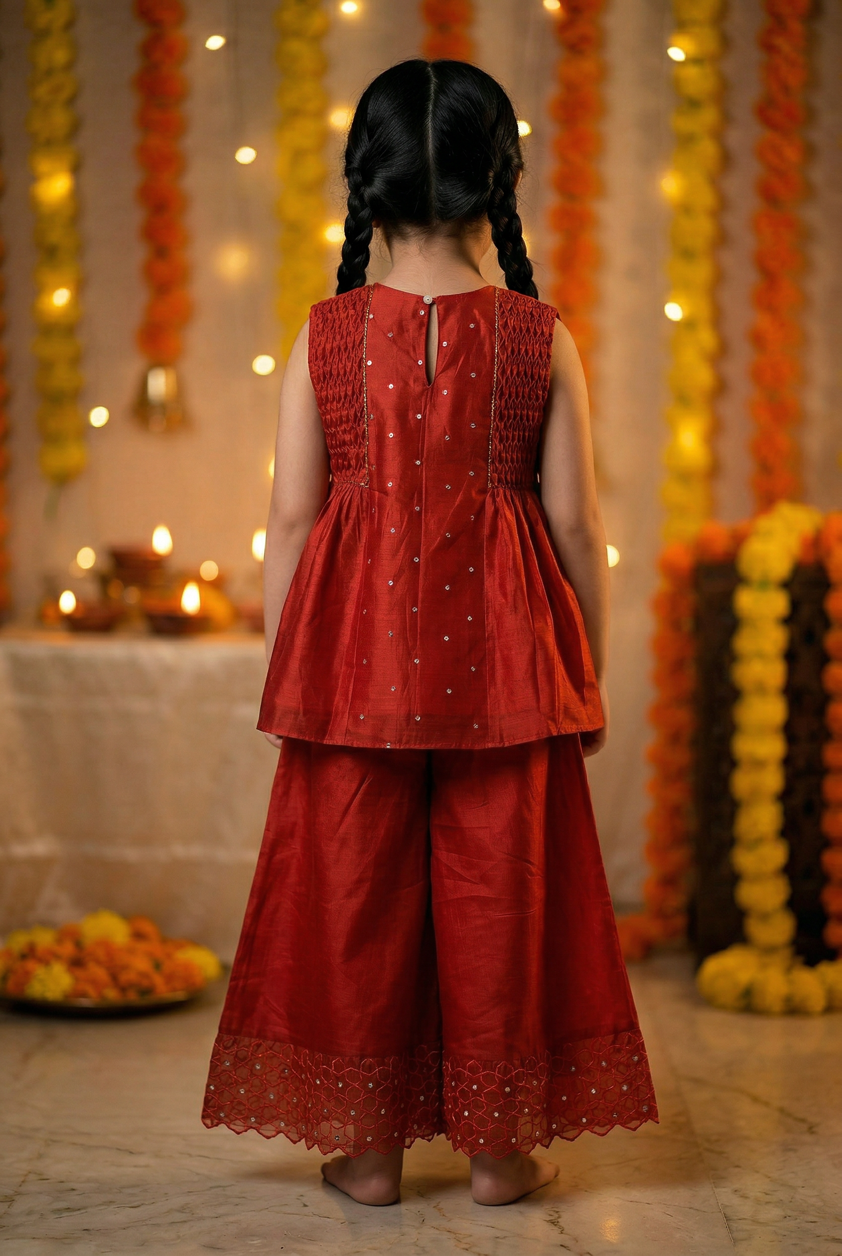 Geometric Sharara- Brick Red