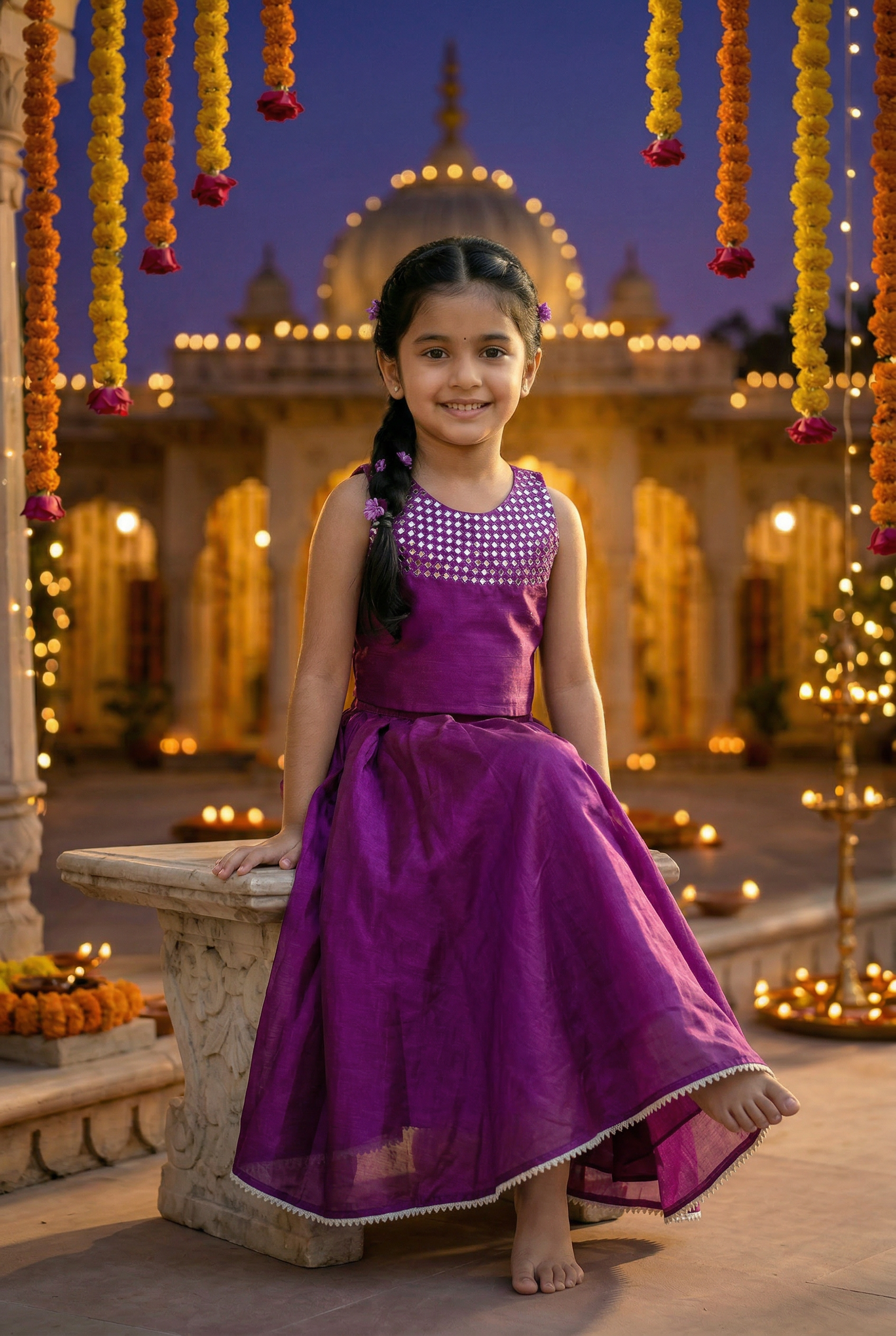 Sheeshewala Lehenga Set- Baingani