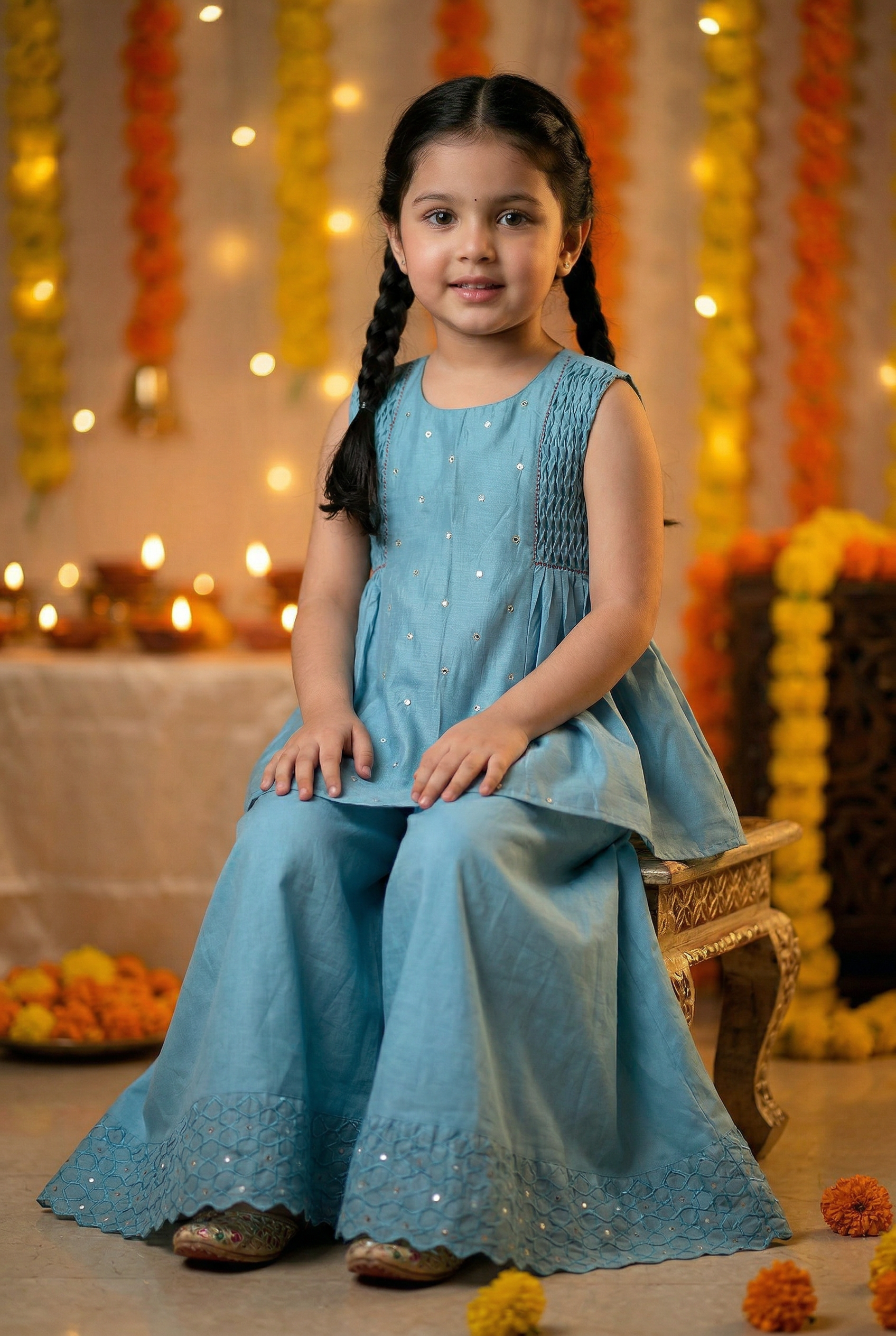Geometric Sharara- Blue