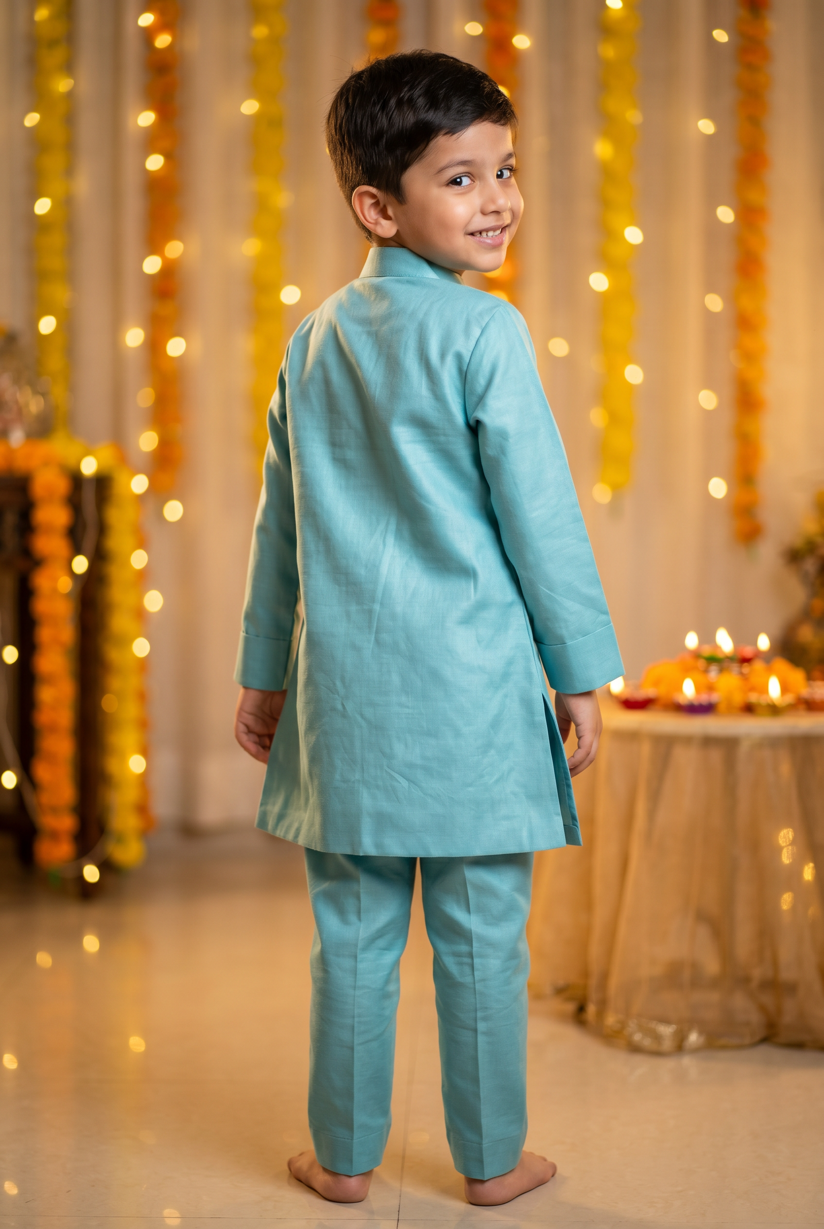 The Phool Kurta Set - Soft Teal