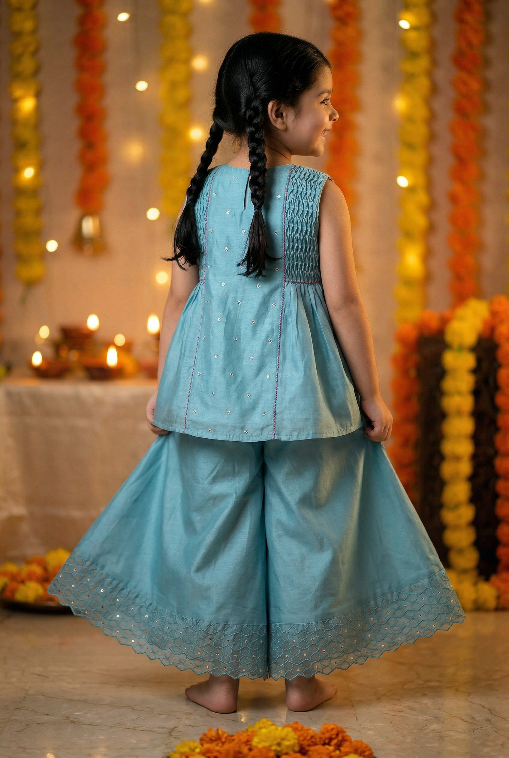 Geometric Sharara- Blue