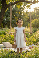 Load image into Gallery viewer, Bunny Tie Scallop Dress- Pearl
