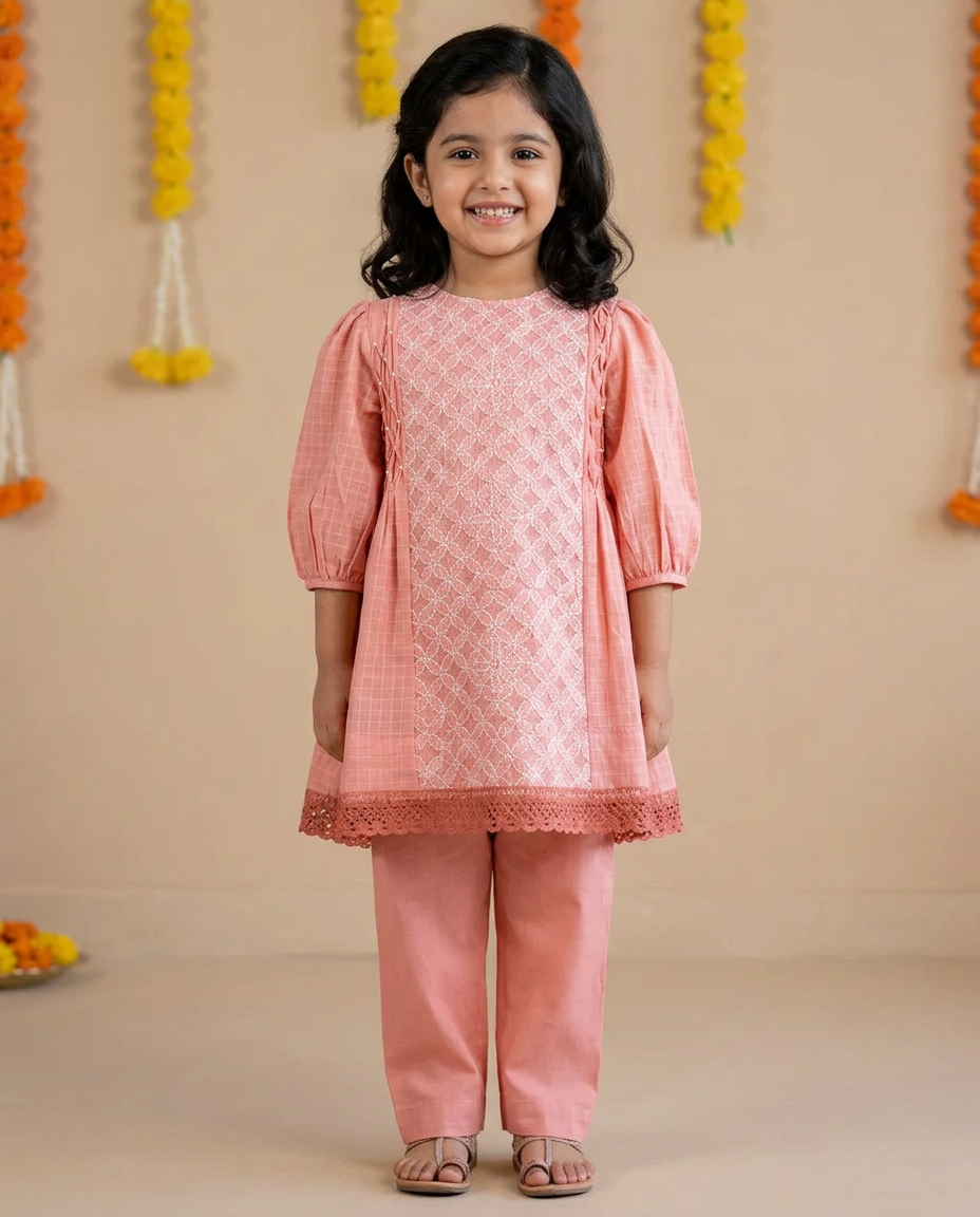 Mishri kurta set- Peach