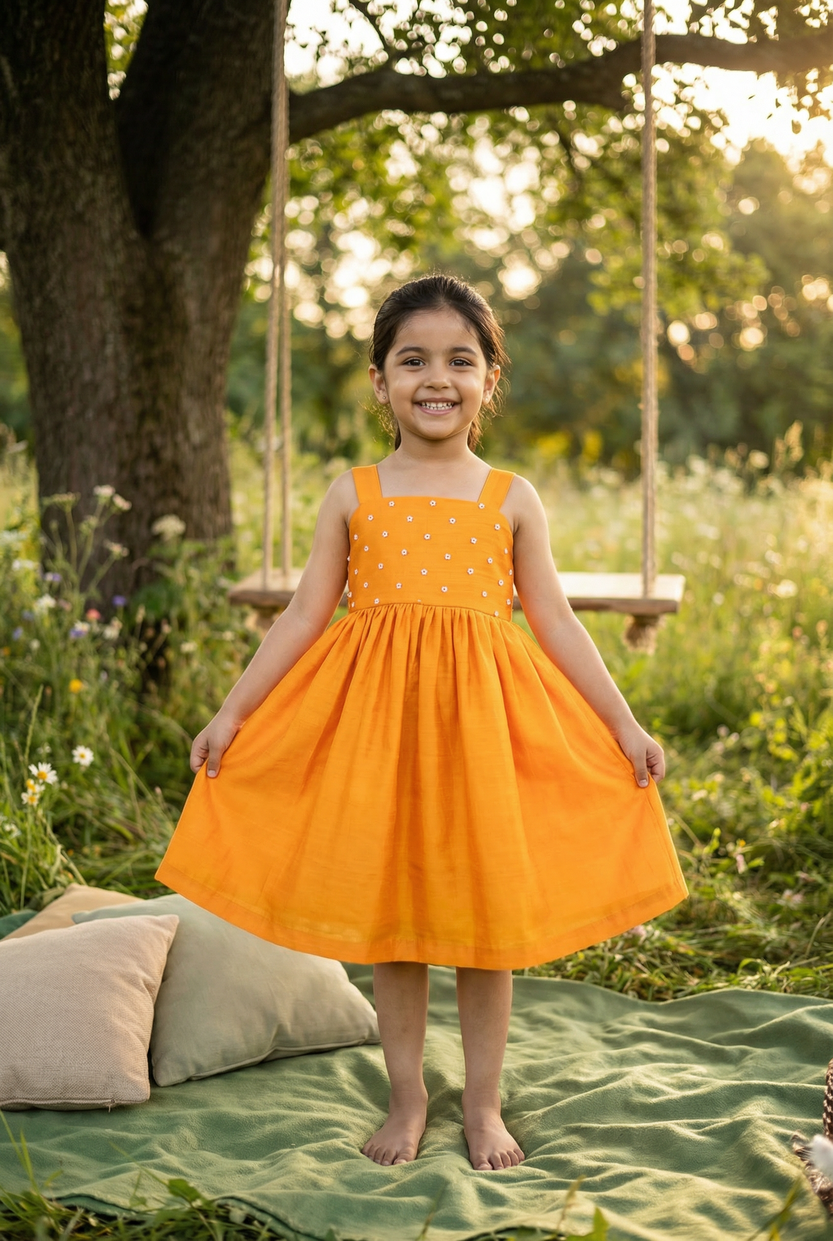 Noodle Strap Dress- Narangi