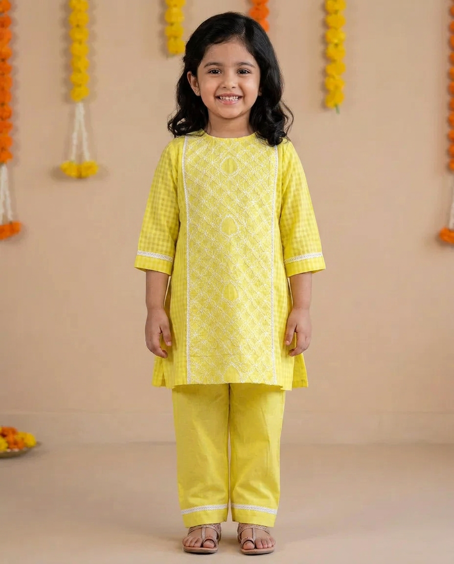Mishri kurta set- Yellow