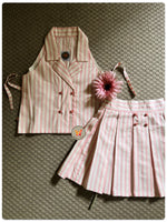 Load image into Gallery viewer, Striped Blazer-Skirt Cord Set/ pearl &amp; pink
