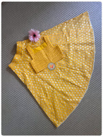 Load image into Gallery viewer, Chanderi Beneras Panelled Lehenga Set- Yellow
