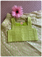 Load image into Gallery viewer, Chanderi Beneras Panelled Lehenga set- Lime Green
