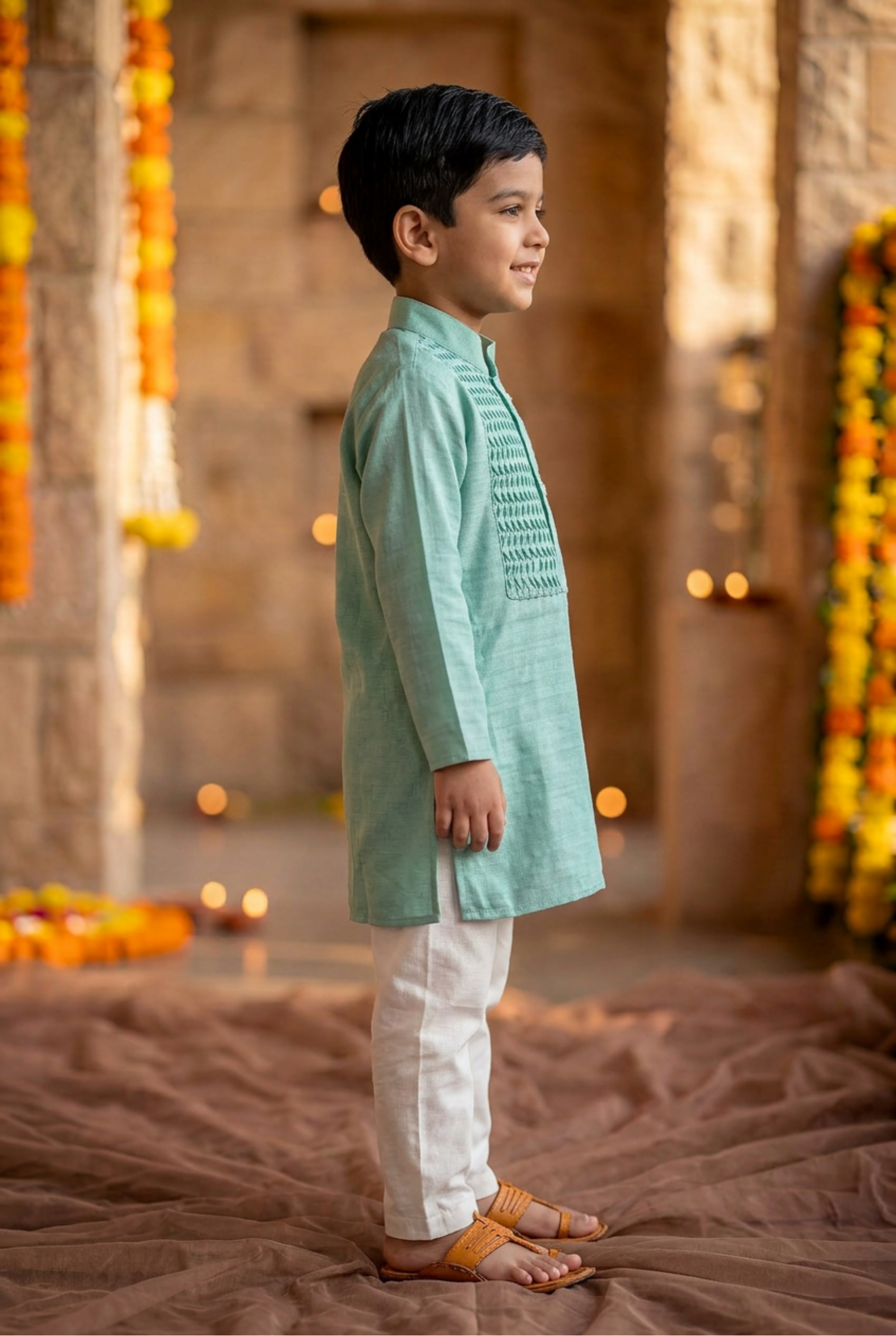 The Honeycomb Kurta Set- Mint
