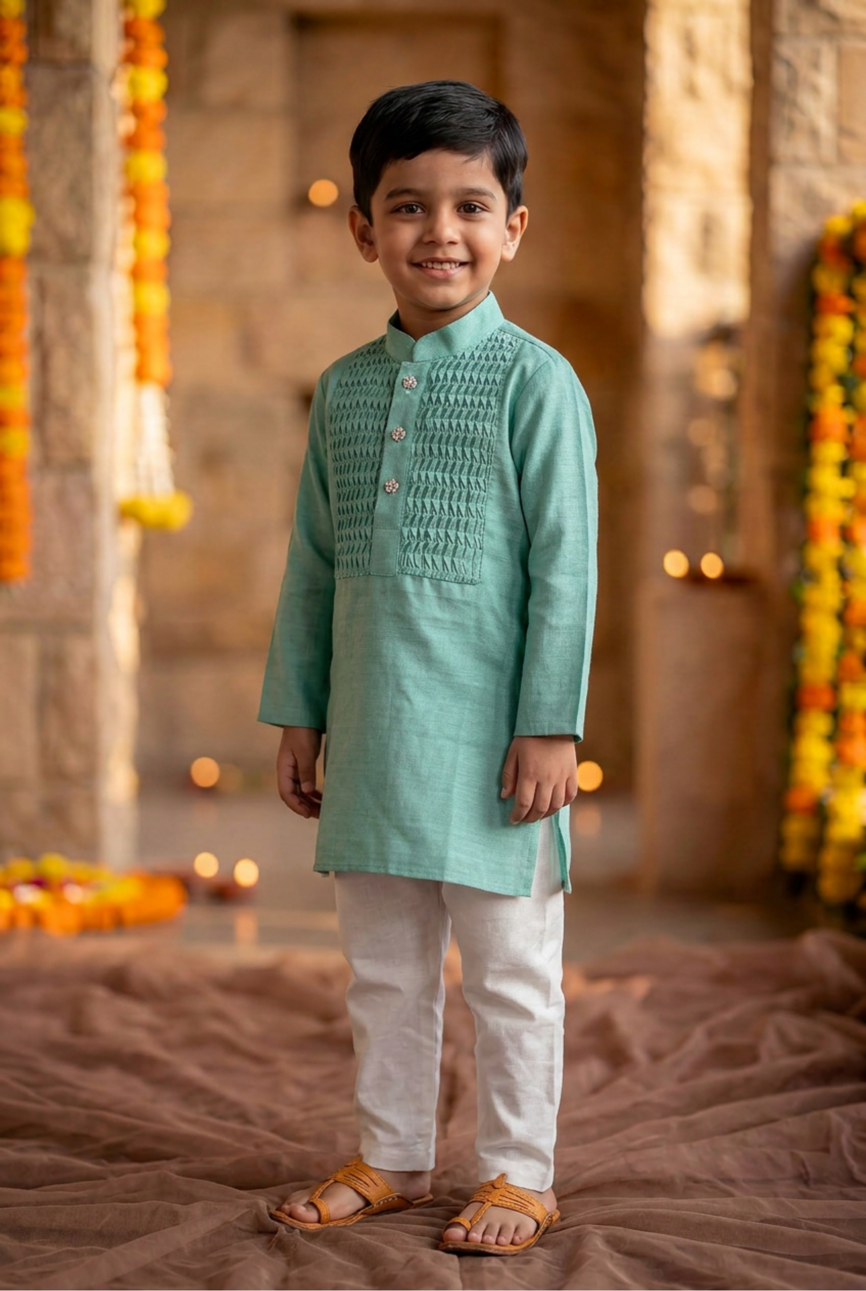 The Honeycomb Kurta Set- Mint