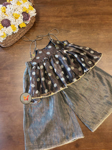 Festive Polka & Checks set- Charcoal