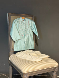 Moti wala kurta set- Sky