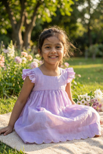 Load image into Gallery viewer, Bunny Tie Scallop Dress- Lavender
