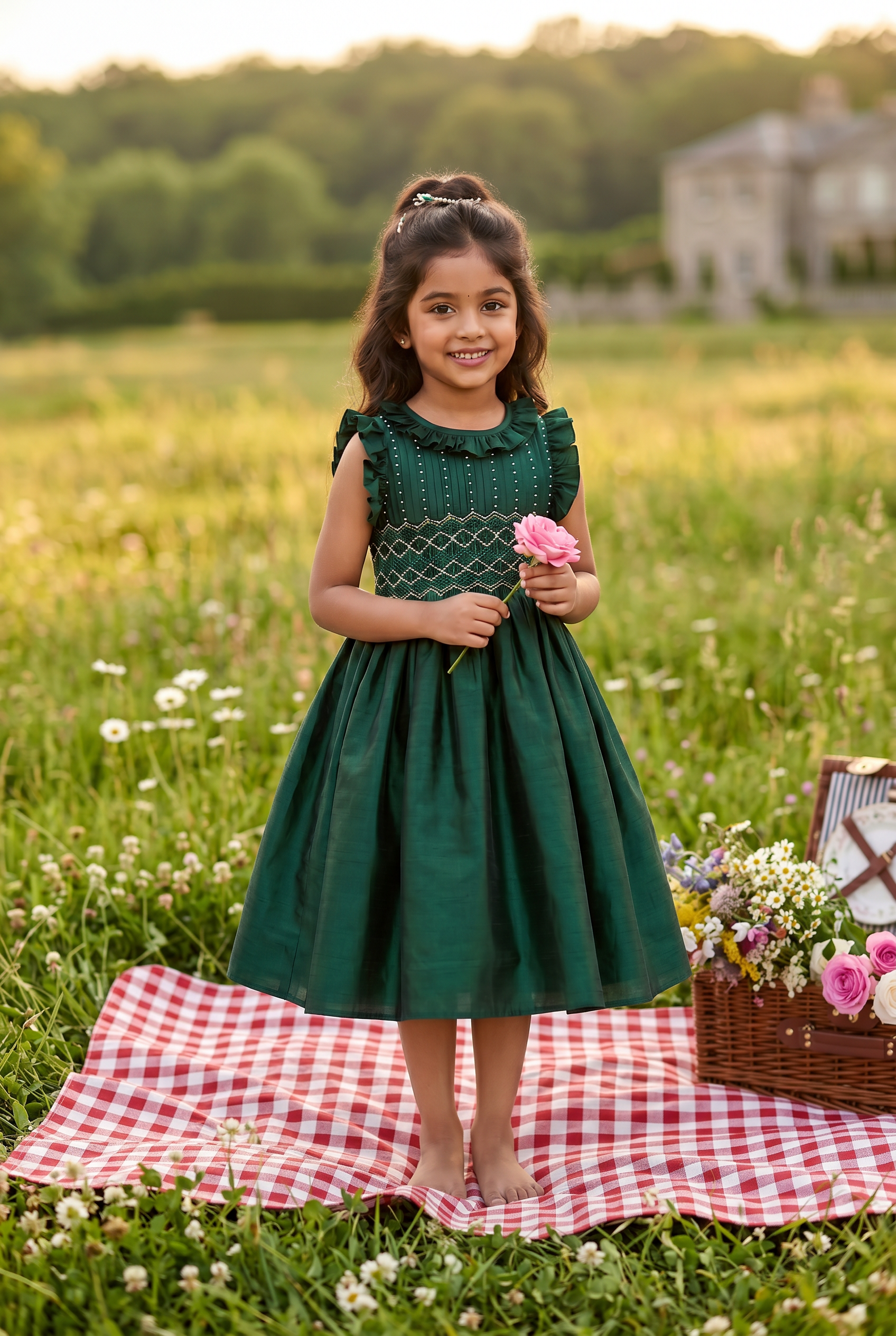 Emerald Handsmocked Dress