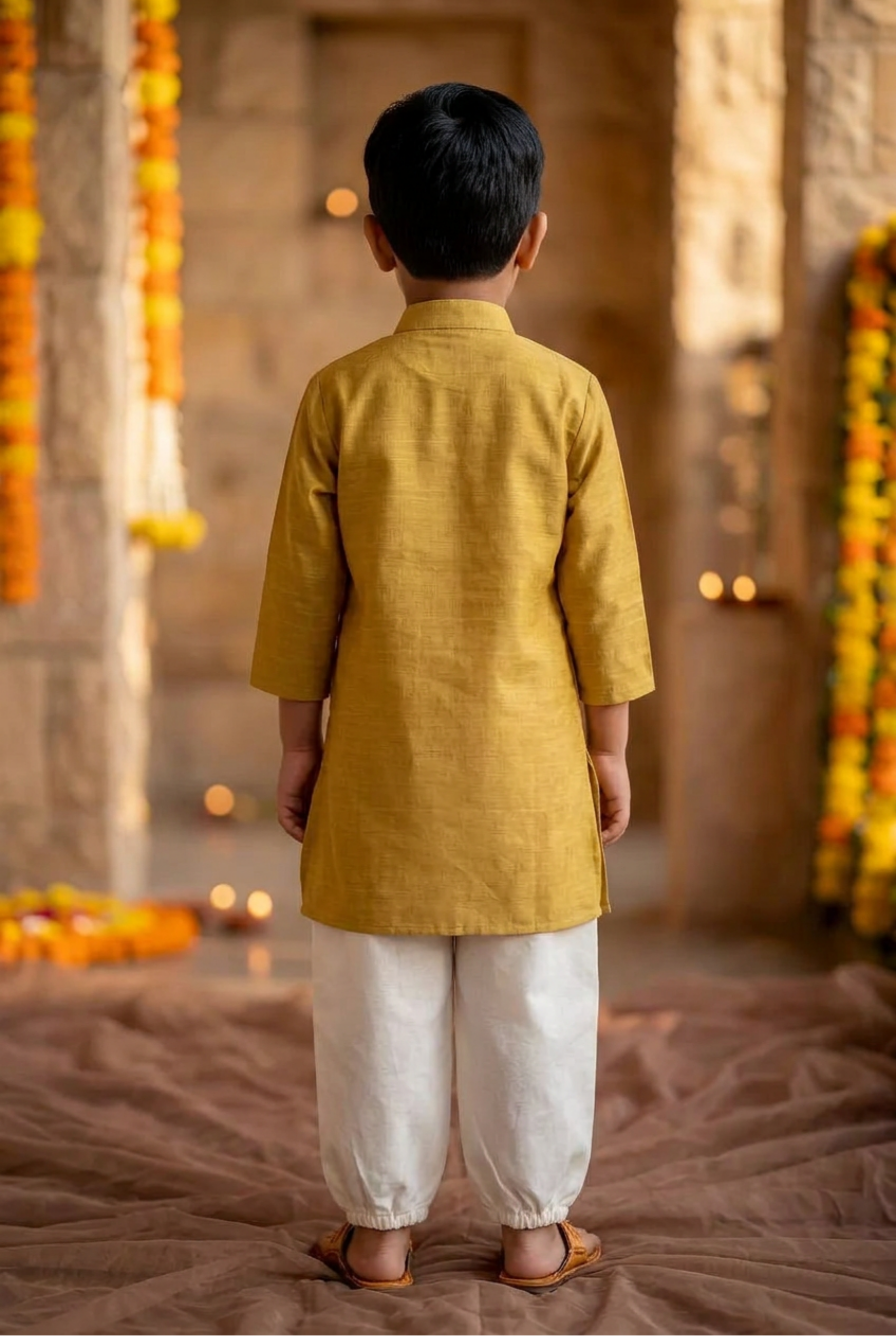 Gota Kurta Pyjama Set- Yellow