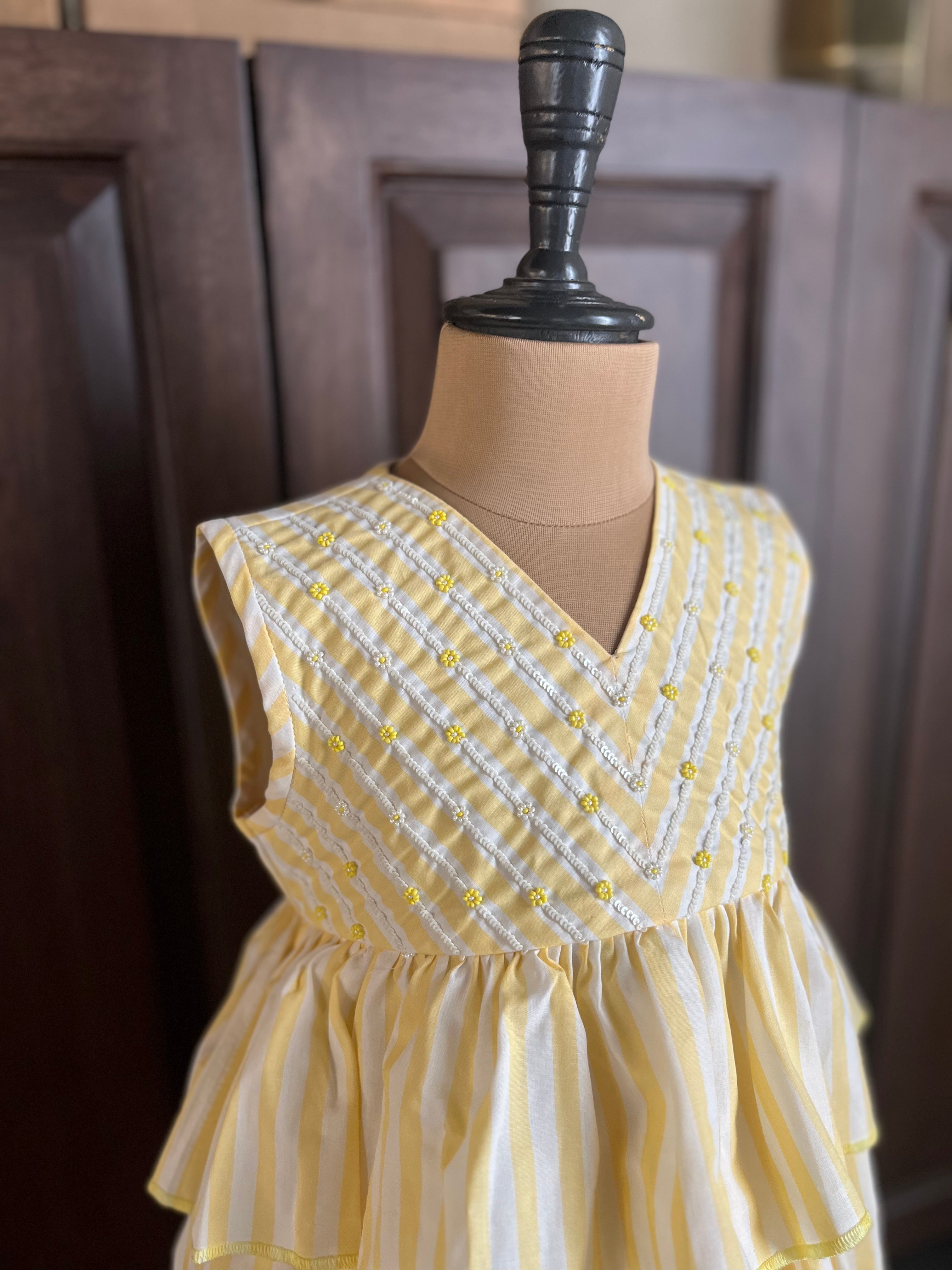 Striped Sharara Set - Yellow