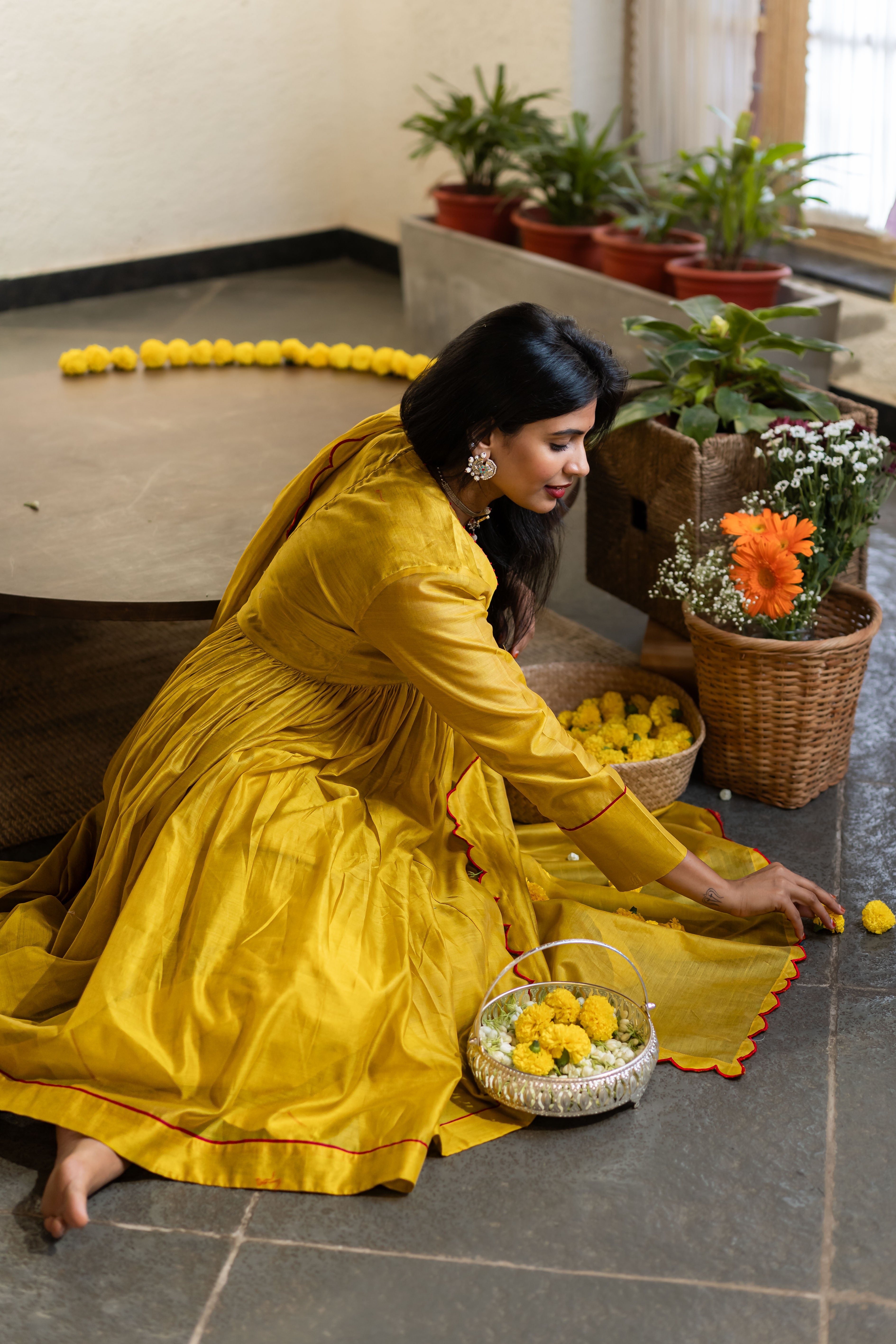 Gherewala Kurta set- Citrine Yellow