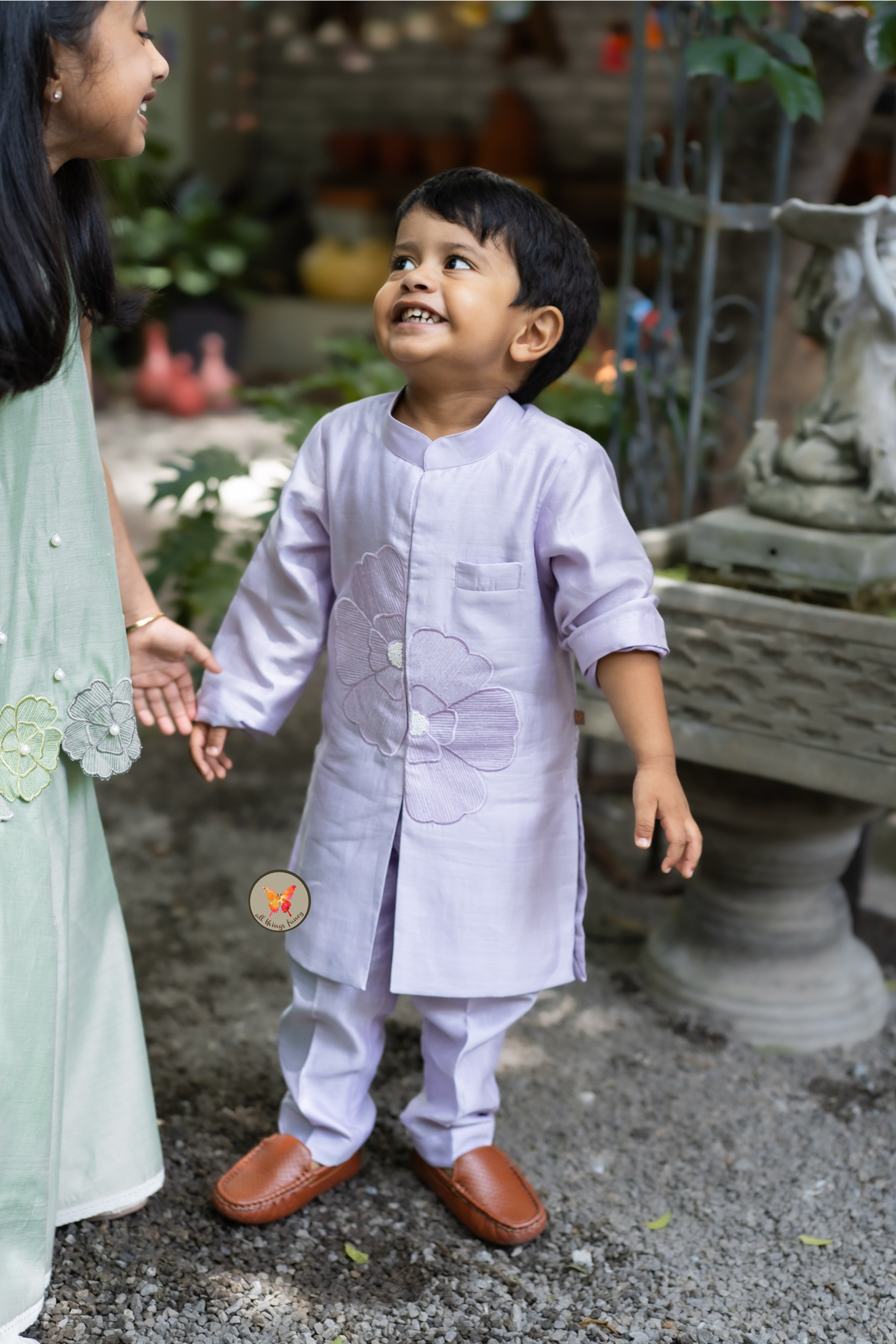 The Phool Kurta Set - Lavender