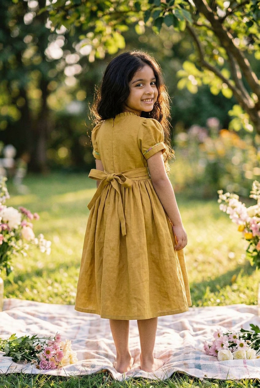 Mustard Angrakha Dress
