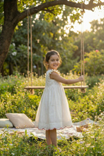 Load image into Gallery viewer, Bunny Tie Scallop Dress- Pearl
