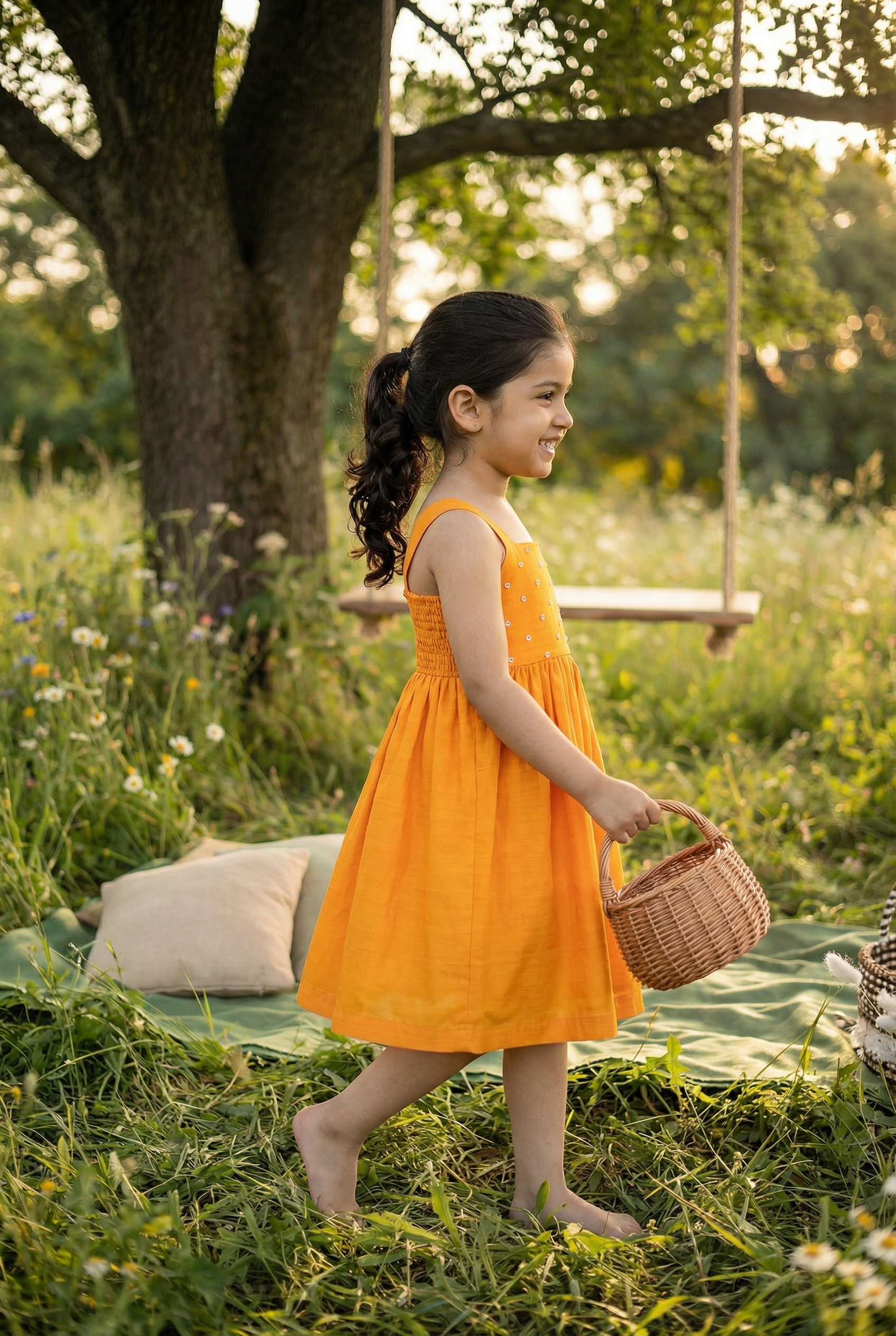 Noodle Strap Dress- Narangi