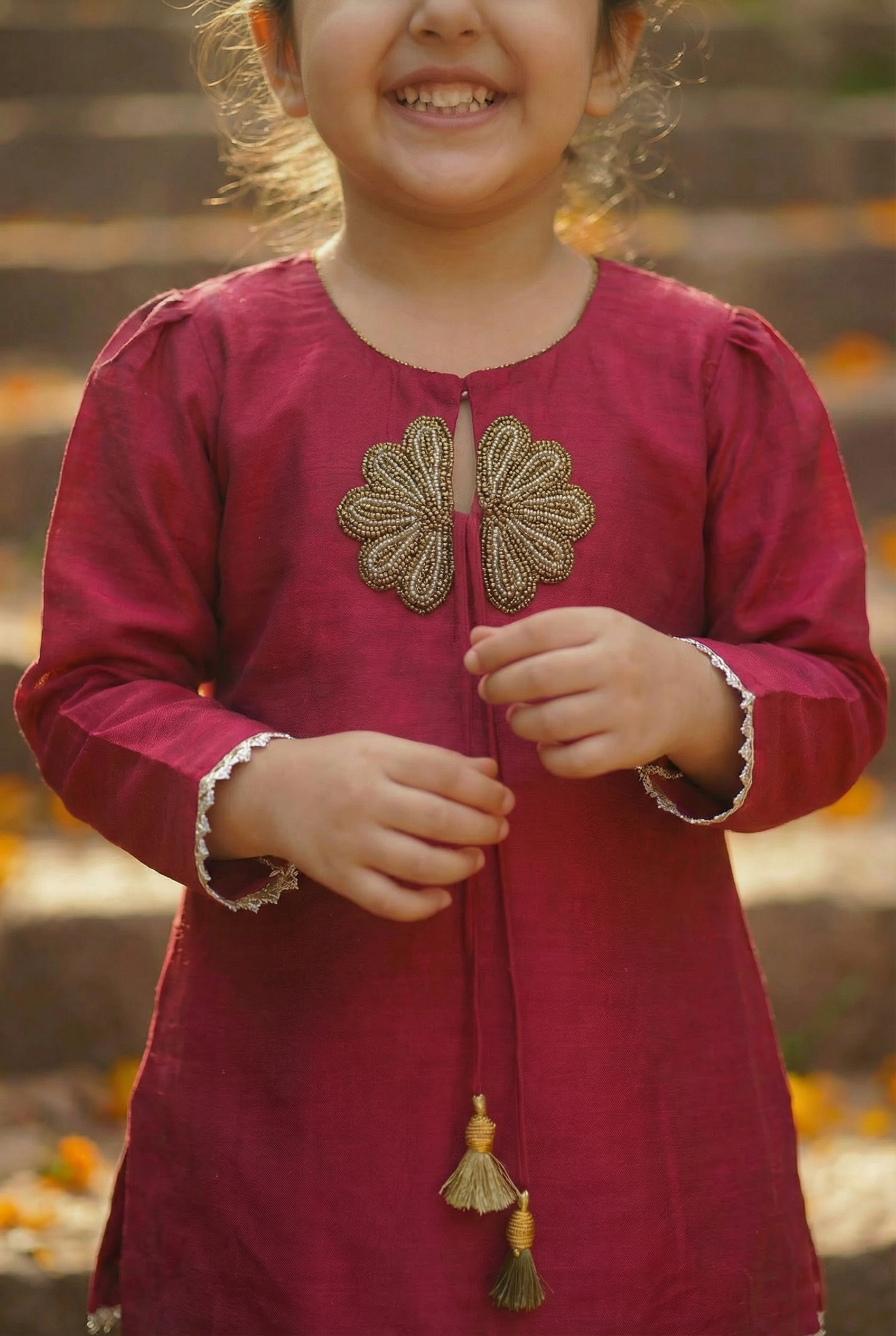 Sunehera Phool Sharara Set- Ruby Red