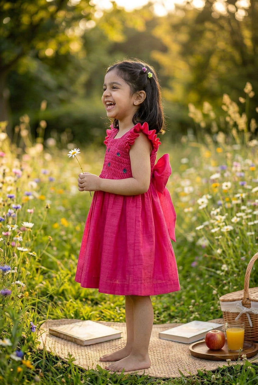 Honeycomb Bunny Tie Dress- Rani