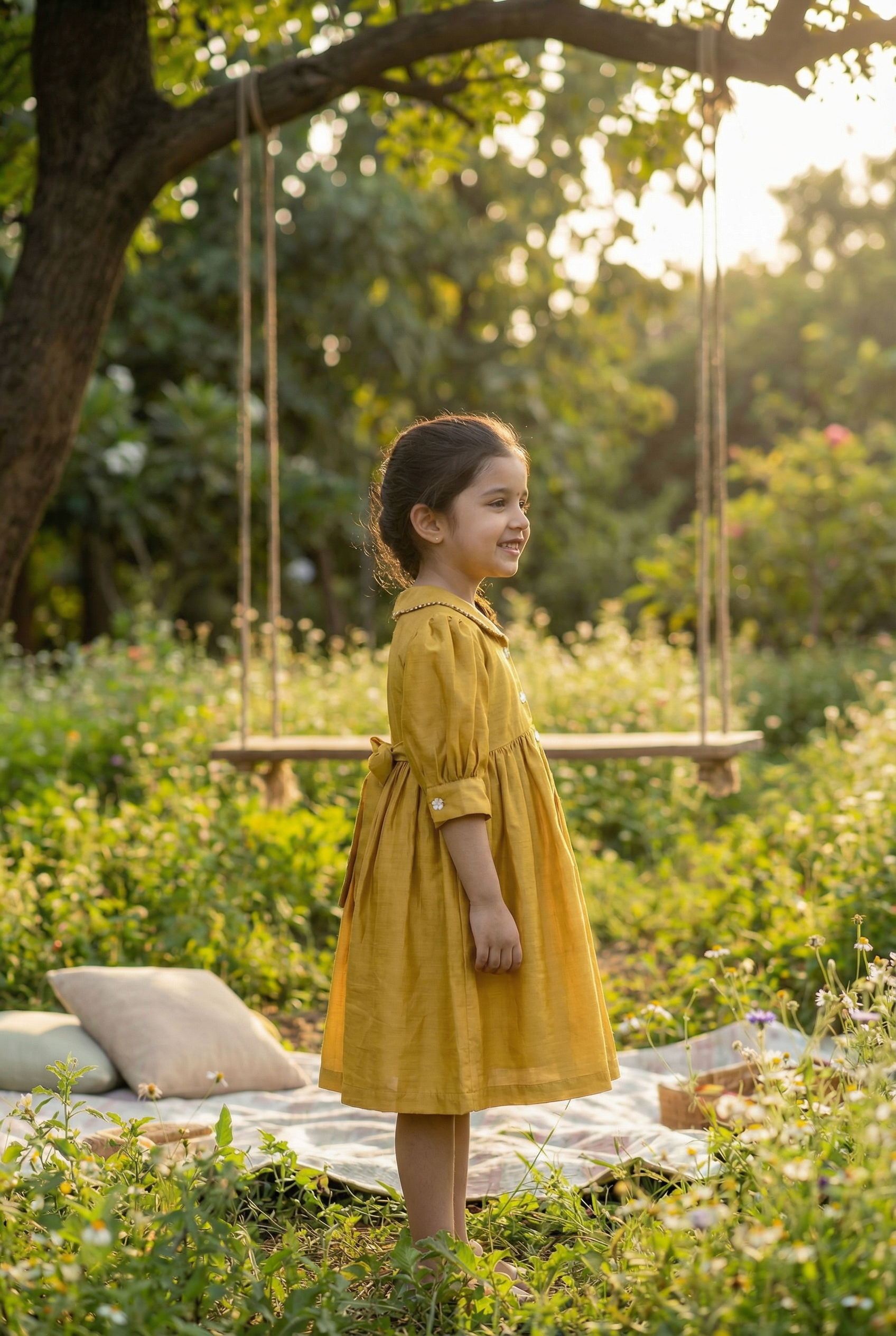Pearl Edged Shirt Dress- Sunshine