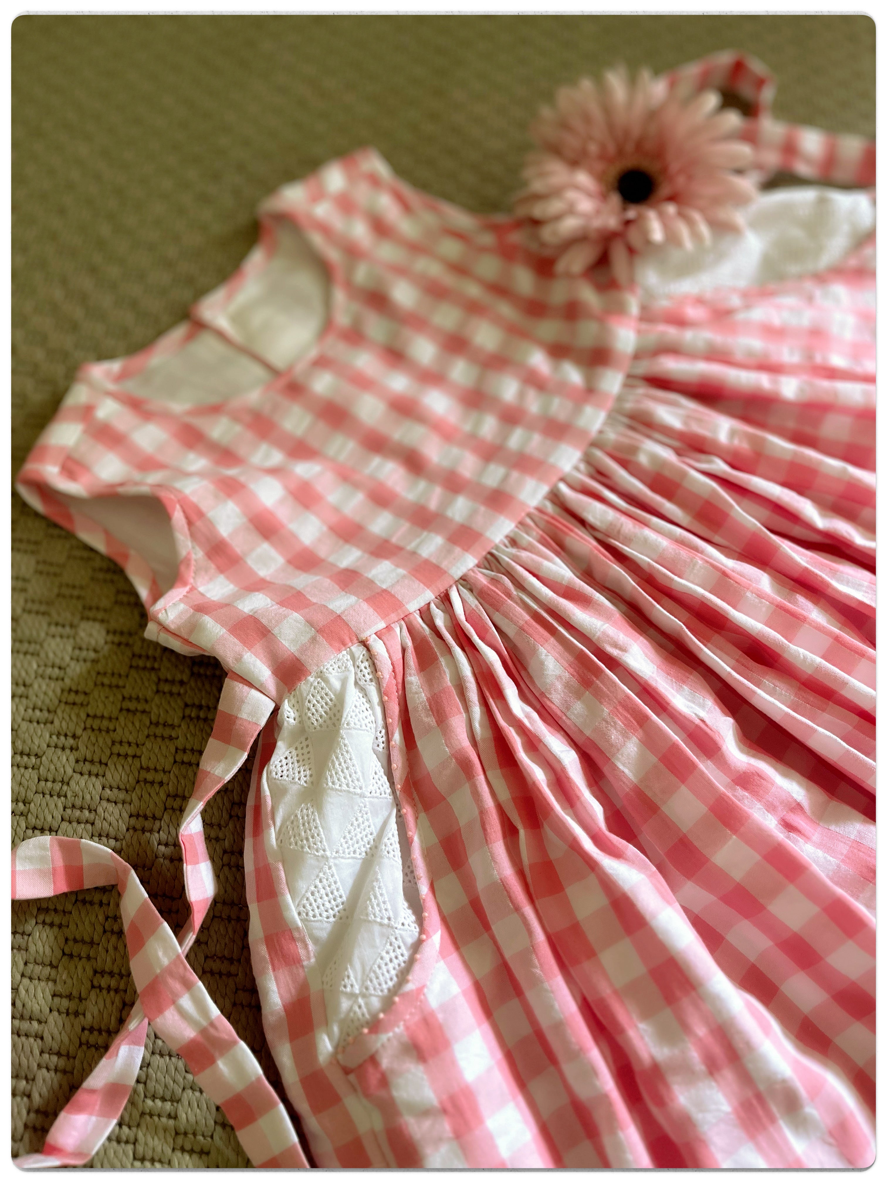 Gingham Checks Pink Frock