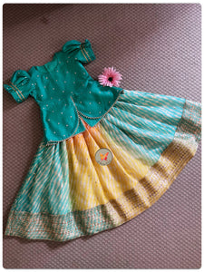 Teal Lehariya Lehenga set